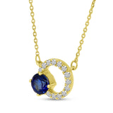 Brevani 14K Yellow Gold Sapphire Circle Necklace