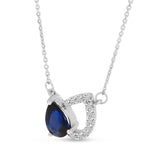 Brevani 14K White Gold Pear Sapphire & Diamond Shadow Necklace