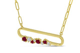 Brevani 14K Yellow Gold Ruby Precious Paperclip Necklace