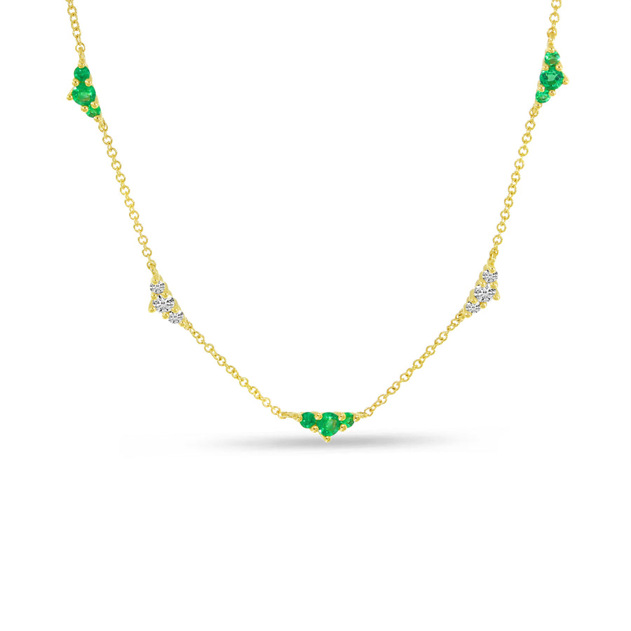Brevani 14K Yellow Gold 5-Station Emerald & Diamond Necklace