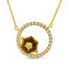 Brevani 14K Yellow Gold Hexagon Citrine Diamond Circle Semi Precious 18 inch Necklace