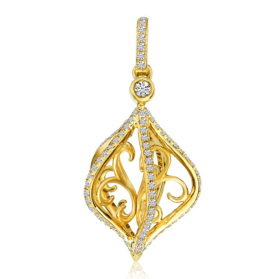 Brevani 14K Yellow Gold Cage Swirl Diamond Fashion Pendant