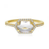 Brevani 14K Yellow Gold Hexagon White Topaz and Diamond Ring
