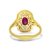 Brevani 14K Yellow Gold Oval Ruby and Diamond Art Deco Rectangular Ring