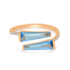 Brevani 14K Rose Gold Duo Trillion Blue Topaz & Diamond Semi Precious Ring