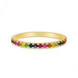 Brevani 14K Yellow Gold Genuine Rainbow Sapphire Band