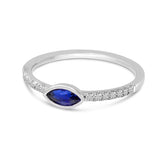 Brevani 14K White Gold East West Sapphire and Diamond Precious Marquise Ring