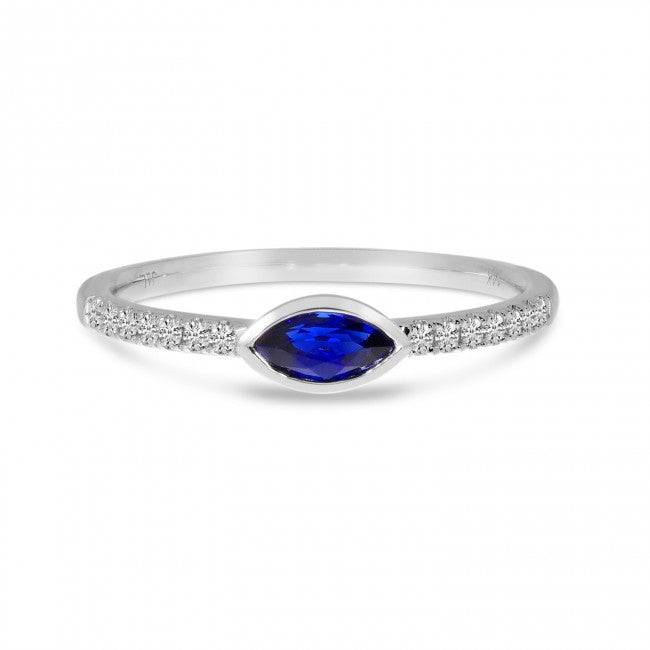 Brevani 14K White Gold East West Sapphire and Diamond Precious Marquise Ring