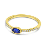 Brevani 14K Yellow Gold East West Oval Sapphire and Diamond Precious Ring
