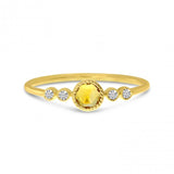 Brevani 14K Yellow Gold Round Citrine and Diamond Stackable Semi Precious Ring
