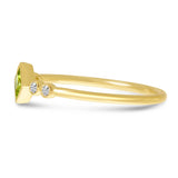 Brevani 14K Yellow Gold Princess Peridot and Diamond Stackable Semi Precious Ring