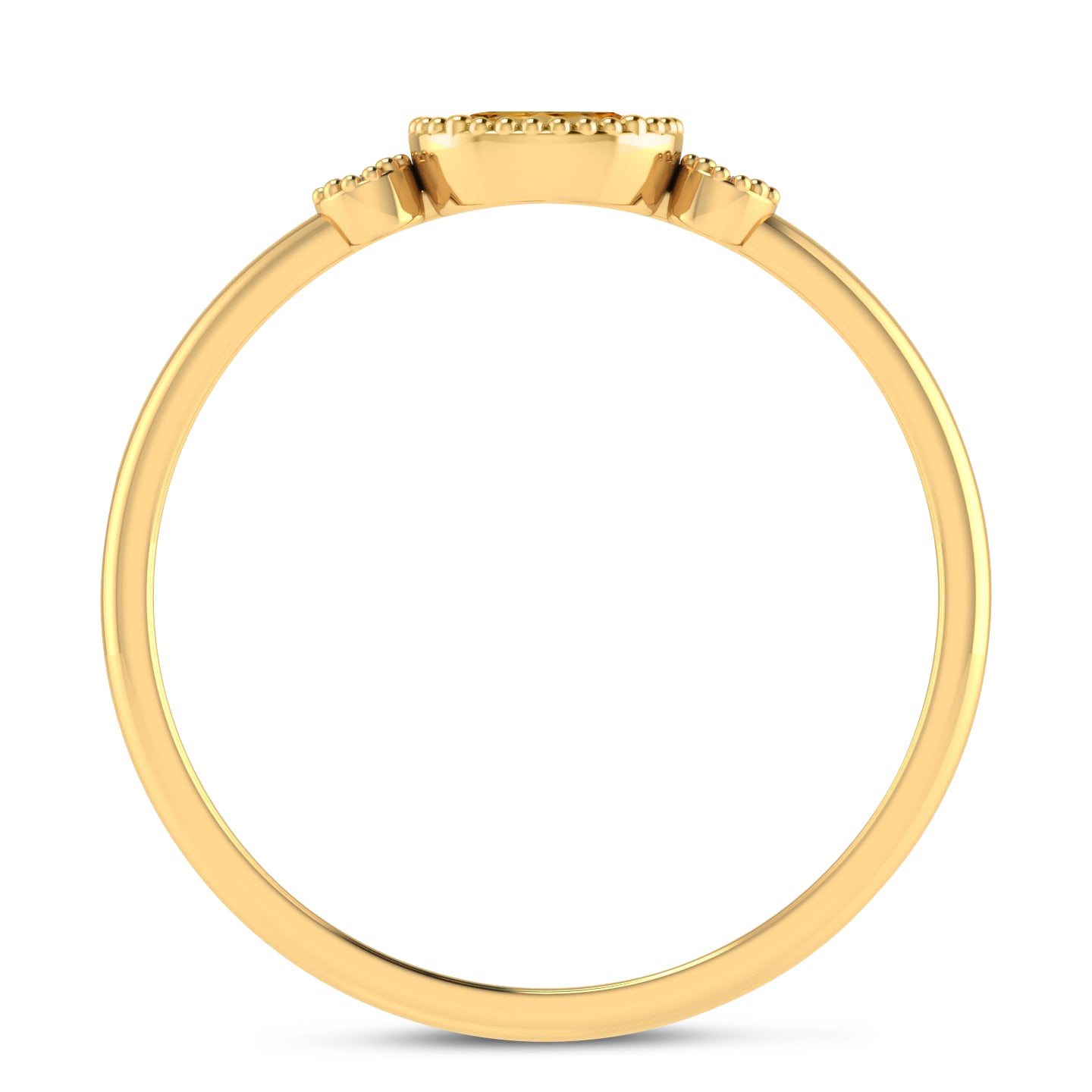 Brevani 14K Yellow Gold Oval Citrine Millgrain Birthstone Ring