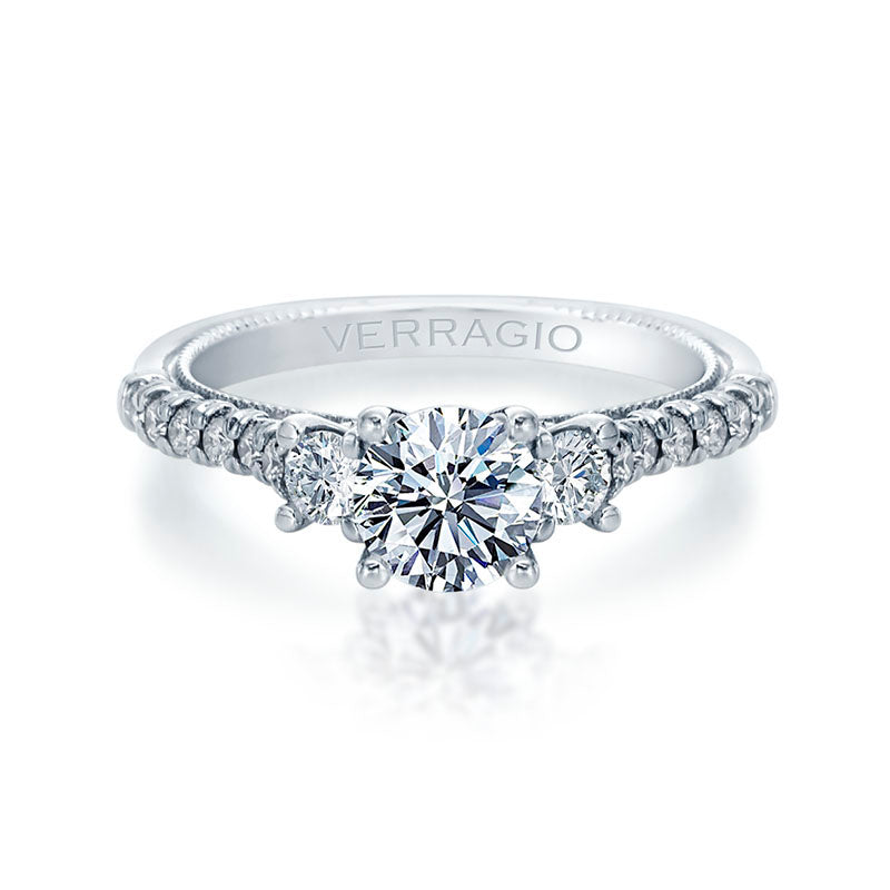 Verragio 14k White Gold Renaissance 3 Stone Engagement Rings