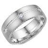 Crownring Wedding Band White Gold With 6 RD, TCW 0.24ct Diamond 8.00mm