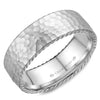 Crownring Wedding Band White Gold Carved 8.00mm