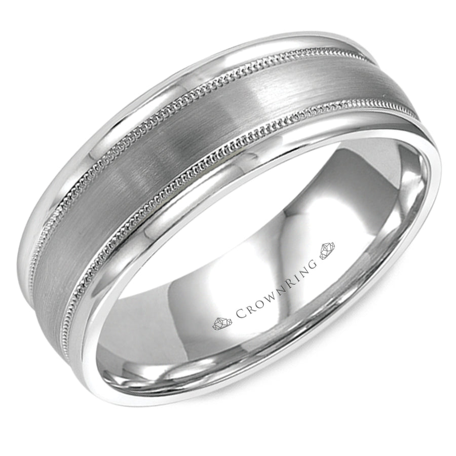 Crownring Wedding Band White Gold Classic 7.00mm