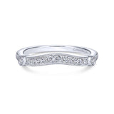 Gabriel & Co. 14k White Gold Victorian Curved Wedding Band