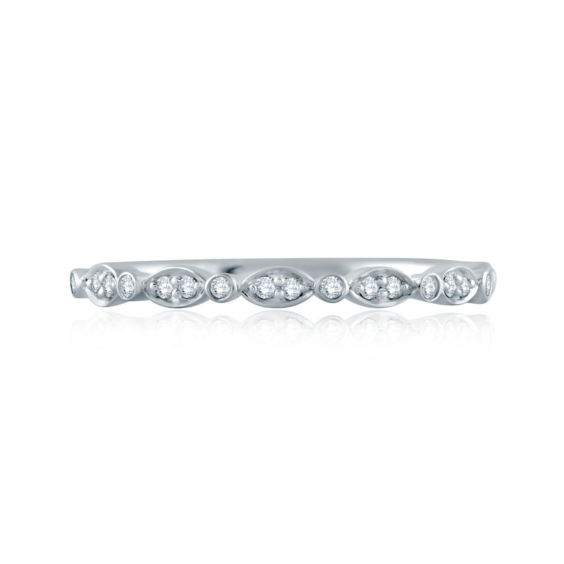A. Jaffe Marquise and Round Shape Diamond Stackable Half Circle Band