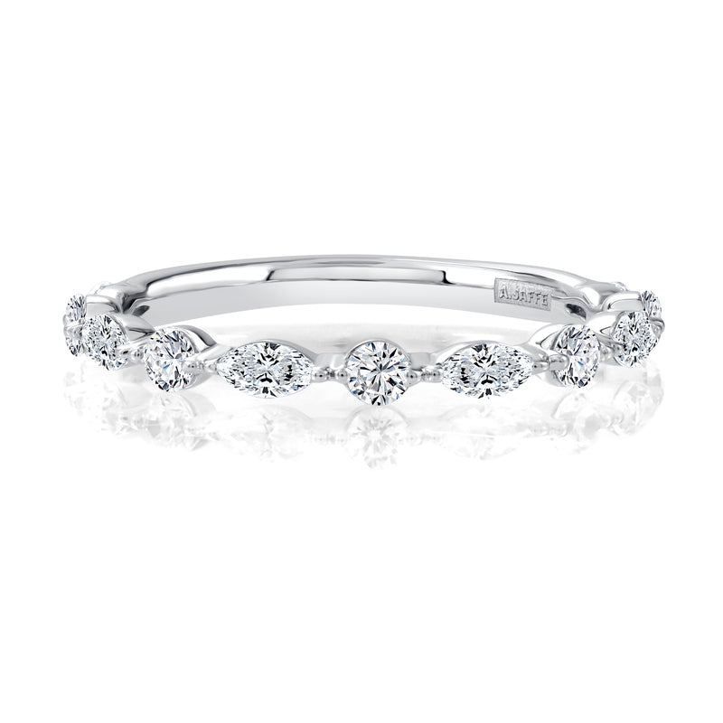 A. Jaffe Alternating Round and Marquise Diamond Stackable Ring