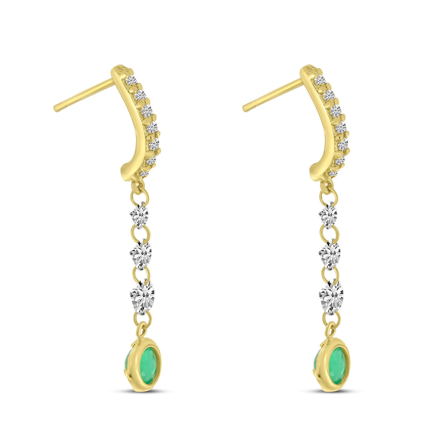 Brevani 14K Yellow Gold Dashing Diamond Precious Bezel Dangle Earrings