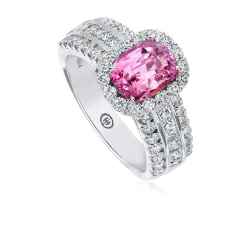 Christopher Designs Emerald Pink Sapphire and Diamond Fashion Ring