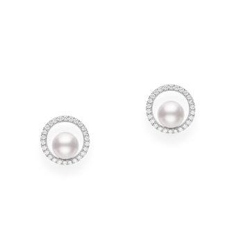 Mikimoto Classic Akoya Cultured Pearl Earring with Diamonds