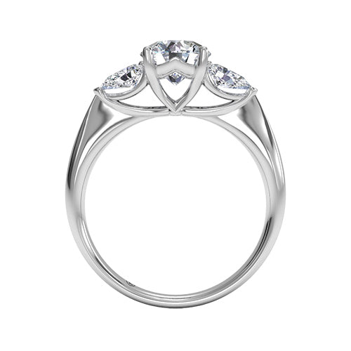 Ritani Three-Stone Diamond Engagement Ring with Pear-Shaped Side-Diamonds