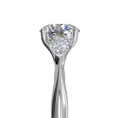 Ritani Three-Stone Diamond Engagement Ring with Pear-Shaped Side-Diamonds