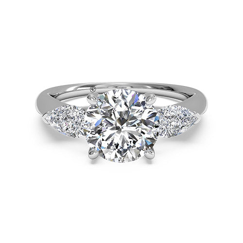 Ritani Three-Stone Diamond Engagement Ring with Pear-Shaped Side-Diamonds