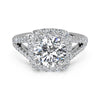 Ritani Cushion Halo Diamond 'V' Band Engagement Ring