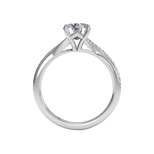 Ritani Modern Bypass Micropave Diamond Band Engagement Ring