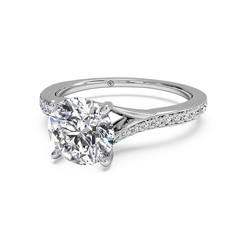 Ritani Modern Bypass Micropave Diamond Band Engagement Ring