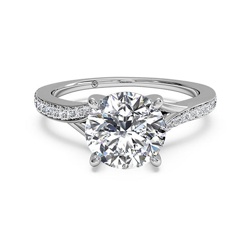 Ritani Modern Bypass Micropave Diamond Band Engagement Ring