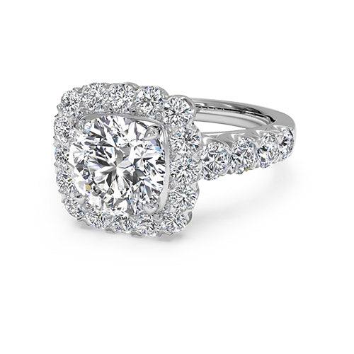 Ritani Masterwork Cushion Halo Diamond Band Engagement Ring