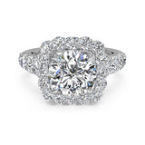 Ritani Masterwork Cushion Halo Diamond Band Engagement Ring