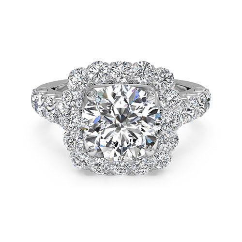 Ritani Masterwork Cushion Halo Diamond Band Engagement Ring