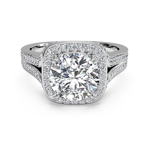 Ritani Masterwork Cushion Halo Diamond 'V' Band Engagement Ring