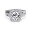 Ritani Masterwork Cushion Halo Vaulted Milgrain Diamond Engagement Ring with Surprise Diamonds