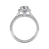 Ritani Masterwork Cushion Halo Triple Diamond Band Engagement Ring with Surprise Diamonds