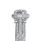 Ritani Masterwork Cushion Halo Triple Diamond Band Engagement Ring with Surprise Diamonds