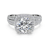 Ritani Masterwork Cushion Halo Triple Diamond Band Engagement Ring with Surprise Diamonds