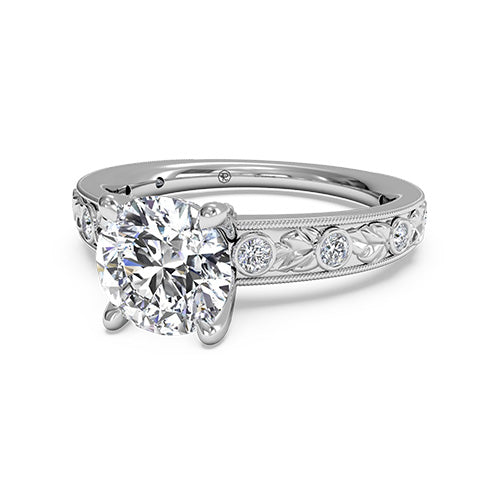 Ritani Grecian Leaf Diamond Band Engagement Ring with Surprise Diamonds