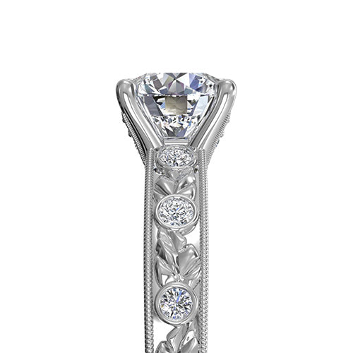 Ritani Grecian Leaf Diamond Band Engagement Ring with Surprise Diamonds