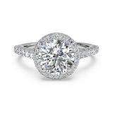 Ritani French-Set Halo Diamond Band Engagement Ring
