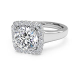 Ritani Cushion French-Set Halo Diamond Engagement Ring