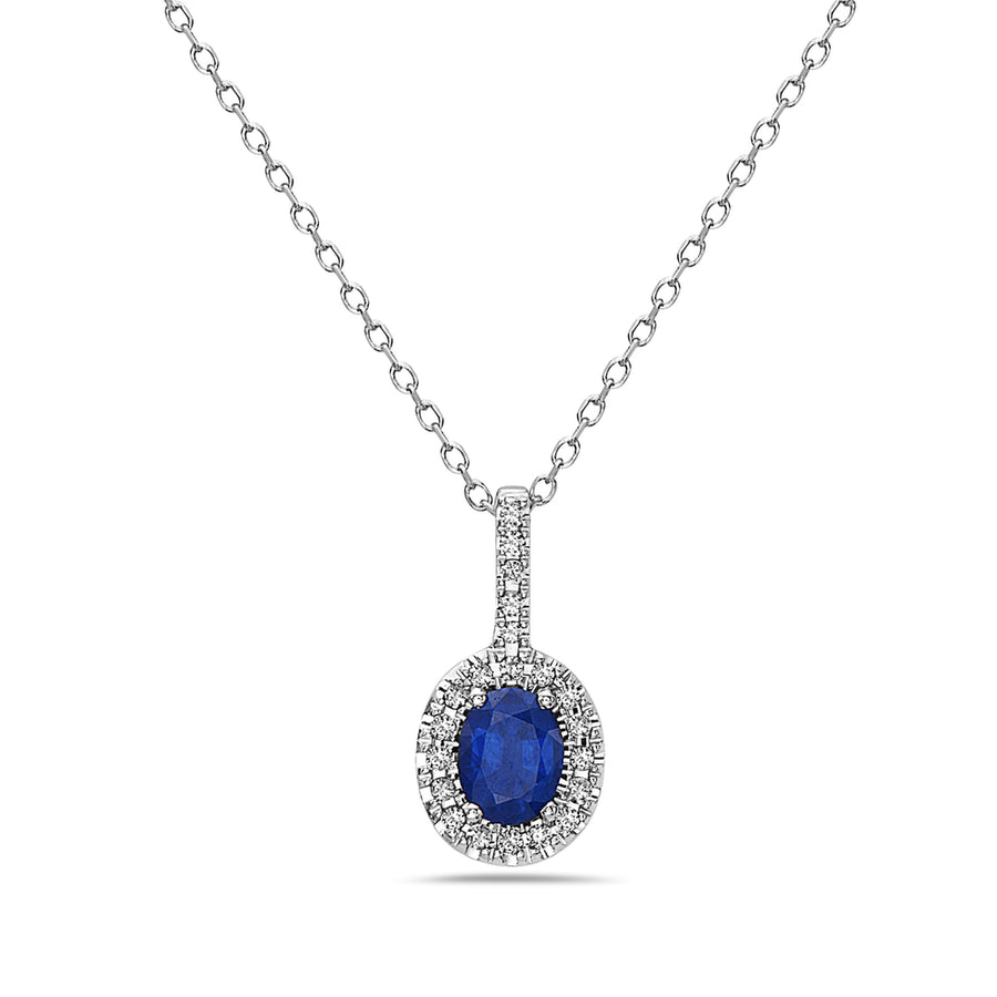 Bassali White 14k Gold & Sapphire Pendant - With Chain