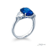 JB Star 3-Stone Cushion Cut Sapphire And Diamond Ring