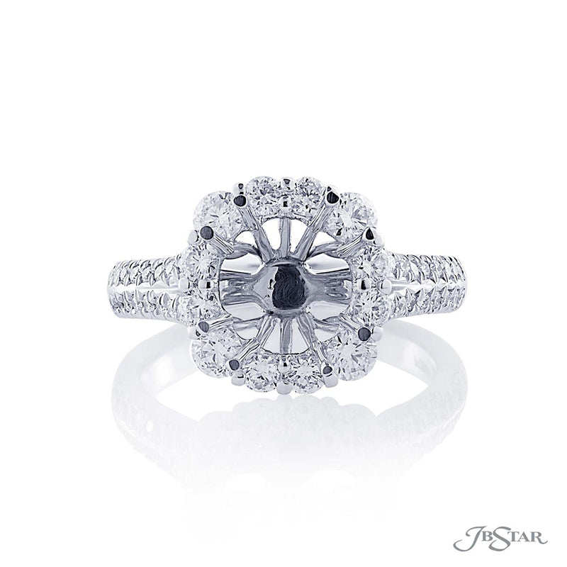 JB Star Semi Mount Engagement Rings Platinum Round Cut 0.43 ct.