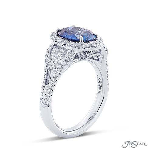 JB Star Rings Sapphire Ring Platinum Sapphire Oval Cut 3.15 ct.