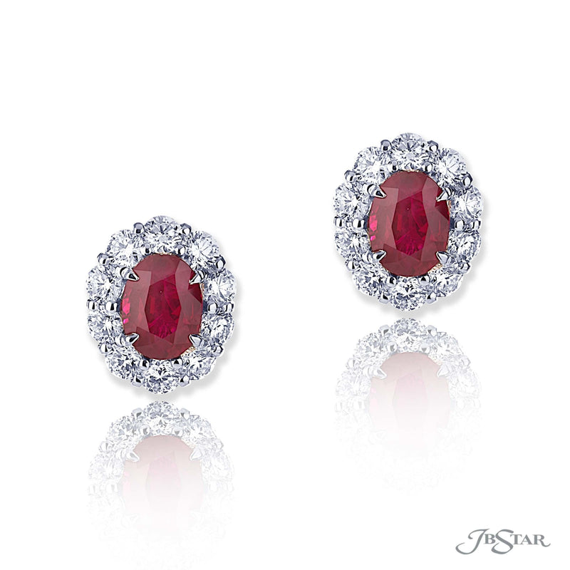 JB Star Oval Natural Ruby & Diamond Earrings